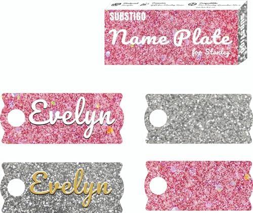 Personalized Acrylic Stanley Cup Name Tag for Lid - Customizable 20/30/40 oz, Evelyn, Pack of 4