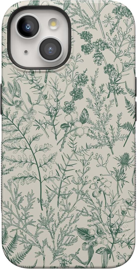 Casely iPhone 14 Case | Sage Garden | Green Floral | Compatible with MagSafe | Bold Protective Design