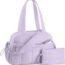 TOPDesign Travel Duffel Bag for Women, Puffer Gym Bag Sports Tote with Wet Pocket, Carry On Weekender with Luggage Sleeve (Light Purple)