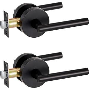 Lethato Matte Black Passage Door Handles, Closet Door Handles Black,Matte Black Dummy Closet Handle, Black Door Handle Passage for Closet/Hallway (2 Packs)