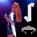 3 Pcs Halloween Singer Look Costume Set Long Red Orange Curly Wig Silver Crystal Tiara and Blank White Sash Retro Singer Performance Outfit for Pop Star Cosplay