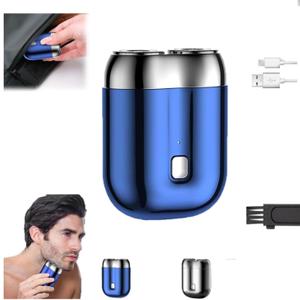 2026 New Model Mini Dual-Head Electric Shaver, Electric Mini Portable Razor, Pocket Size Washable Double Head Razor, Rechargeable Waterproof Compact Electric Shaver for Home, Car, Travel (Blue)