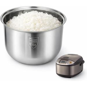 304 Stainless Steel Rice Cooker Inner Pot for Select Tiger & Zojirushi 5.5 Cup Rice Cookers, Replacement Inner Bowl Compatible with Tiger JBV-A10U, JBV-10CU, Zojirushi NS-WPC10, NS-TSC10, 5.5 Cup / 3L