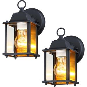 Designers Fountain Ivy Trail Outdoor Light Fixture Pack of 2, 8.25 Inch Exterior Wall Lantern Sconce Set for Front Door, Patio and Porch, Black, D334M-5EW-BK2