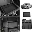 Muslogy Center Console Organizer Compatible with Toyota Tundra 2022-2024 2025 Accessories Middle Insert Box & Lower Center Console Storage Gear Shift Storage Box 2PCS Set(Console Organizer+Lower Tray) (Black)
