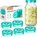 AIEVE Fermentation Lids, 6 Pack Mason Jar Fermenting Kit for Wide Mouth Jars to Make Sauerkraut, Kimchi, Pickles