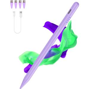 Stylus Pen for Android and iOS Touch Screen Pen,Tablet Pencil with 4 Pom Tip,Magnetic Phone Stylus Compatible with Samsung/Huawei/Lenovo/Mi/Vivo and Other Android Smartphone and Tablet Devices-Purple