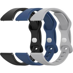 3 Pack Slim Silicone Watch Bands, 18mm 19mm 20mm 22mm Quick Release Band Soft Sport Strap Replacement Wristbands for Women Men (Black+Dark Blue+Grey)