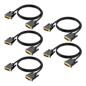 DVI to DVI Cable 6 Feet 5-Pack, DVI to DIV-D 24+1 Dual Link Cable Male to Male Cord Support Video for Gaming, DVD, Laptops, HDTV and Projector and More(1.8M, Black) DVI to DVI Cable 6 Feet 5-Pack, DVI to DIV-D 24+1 Dual Link Cable Male to Male Cord Support Video for Gaming, DVD, Laptops, HDTV and Projector and More(1.8M, Black)