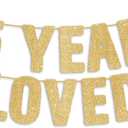 Pre-Strung 75th Birthday Banner - Gold Glitter, Happy 75th Birthday Party Decorations for Women & Men, 75 Year Old Anniversary Decor Bday Sign Gifts