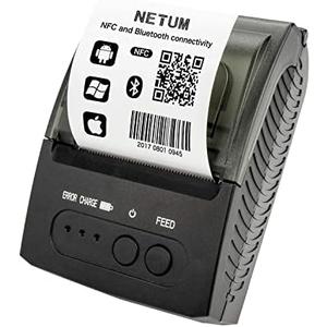 NETUM Bluetooth Receipt Printer, Portable 58mm Mini Thermal Pos Printer, Compatible with Android/Windows