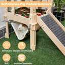 Bienbee Guinea Pig Hideout, Large Wooden Guinea Pig Castle with Stair, Hammock and Mat, Detachable Double-Decker Guinea Pigs House for Bunny Hamster Chinchilla Ferret Rabbit Guinea Pigs Accessories
