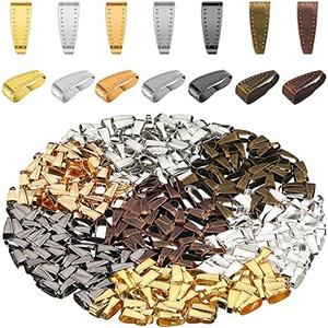 350-Piece Pendant Clasp Connectors Bails for Necklace - 7-Color Jewelry Making Snap Bails Pinch Clip Pendant Charms - Iron Plating Charm Bracelet Clasp Holder Necklace Clips (Multi Colors)