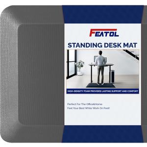 FEATOL Anti Fatigue Mat Floor Mat, Extra Thick Standing Office Desk Mat Memory Foam Cushioned Anti Fatigue Ergonomic Kitchen Mats Comfort Standing Pad NOT PVC 9/10 Inch Thick (20" x 39", Gray) (Grey)