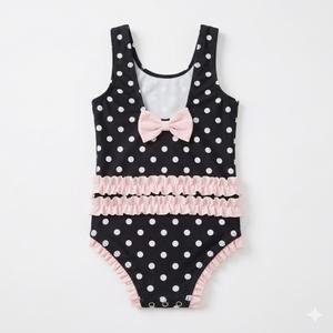 Hudson Baby Unisex Baby and Toddler Swimsuit, Mermaid (18-24 Months, Black Dot Pink Baby)