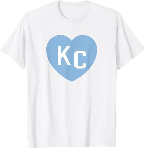 KC Heart 2-Letter KC (Kansas City) Love Powder Blue T-Shirt, XL