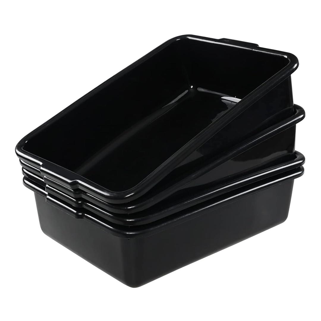 4-Pack 13 L Black Plastic Kitchen Bus Tubs, Commercial Bus Box