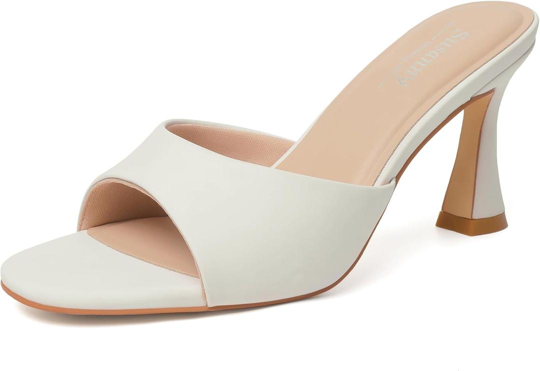 Susanny High Heels for Women Pointed Open Toe Strappy Chunky Block Heels Ankle Strap Stiletto Kitten Heeled Sandals Wedding Bridal Party Prom Sexy Dress Shoes