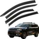 Window Visor Wind Deflector, 4PCS Tape-On Rain Guards for 2021 2022 2023 2024 2025 Jeep Grand Cherokee L, Outside Mount Sun Shade Side Window Vent Visors, Black