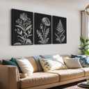 Large Framed Botanical Wall Art, Minimalist Floral Canvas Prints, 16"x24"x3, 16" X 24" X 3pcs Framed