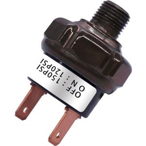 mankk Air Pressure Switch 120-150 PSI Thread 1/8" NPT 24V 12V DC Air Compressor Pressure Switch for Air Horn Train 120-150-1/8" NPT-BK