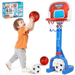 Toddler Basketball Hoop,Swimming Pool Basketball Hoop, Adjustable Mini Kids Basketball & Soccer Goal with4Balls & Ball Pumps for Indoor, Outdoor, Pool, Sports, Birthday Gifts for Children