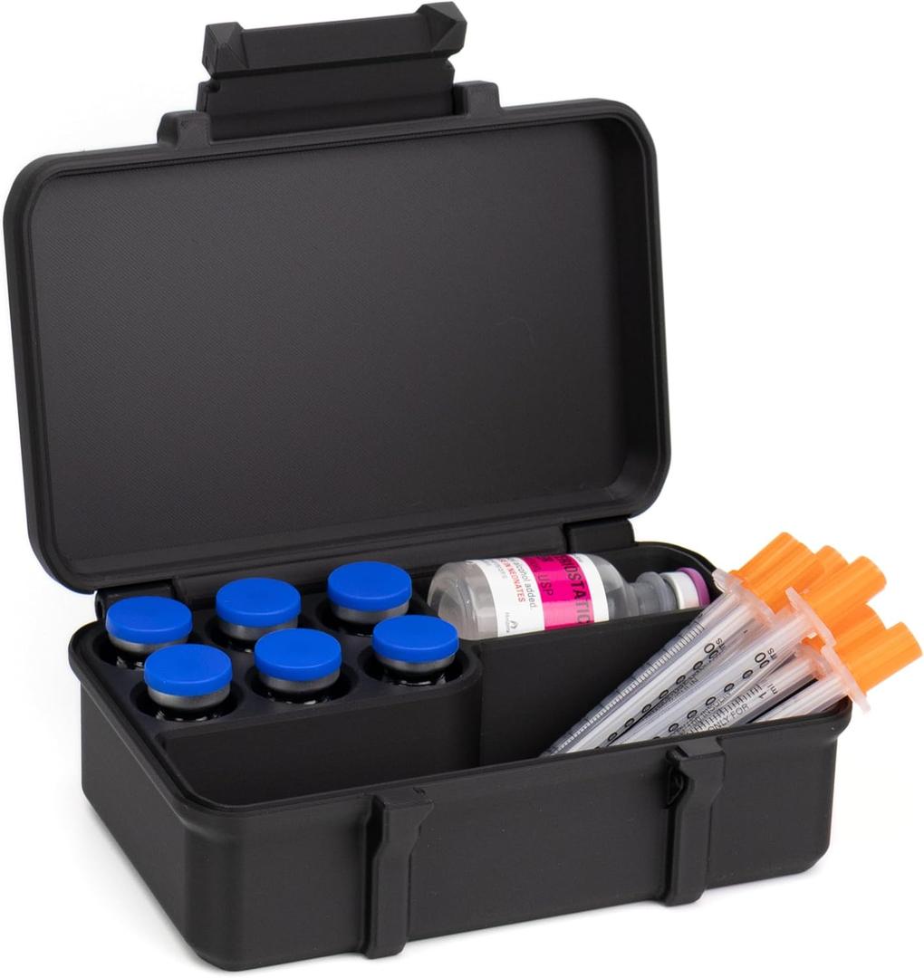 10ml and 30ml Vial Case - Travel Case with Space for Syringes and Skin Prep Wipes - Fits Six 10ml Vials and One 30ml Vial