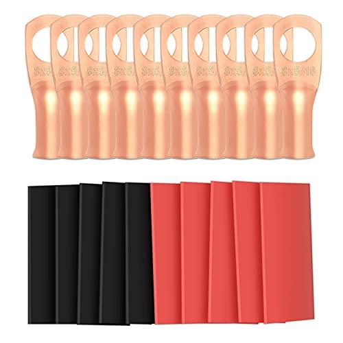 10pcs 8 Awg - 5/16" (M8) Sanuke Wire Lugs Ring Terminal Connectors Ends Heavy Duty for Battery Cable Lug Wire Electrical Eyelets with 3:1 Dual Wall Adhesive Heat Shrink