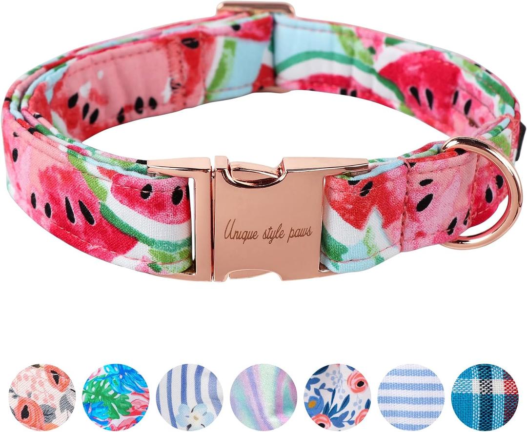 Unique Style Paws Dog Collar Metal Buckle Watermelon Cute Collar for Small Medium Large Boys Girls Dogs