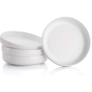 Foraineam 8 Inch Porcelain Round Salad Pasta Bowl Set 22 Ounce Deep Soup Plates White Catering Serving Bowls, Set of 4