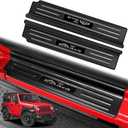 2PCS Door Sill Guards for Jeep Wrangler 2018-2025 JL JLU & 2020-2025 Gladiator JT Accessories, Stainless Steel Door Sill Protector,Sport Rubicon 2 Door (Carbon Fiber)