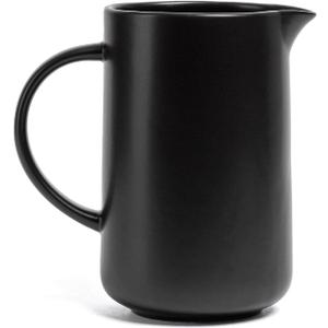 Over&Back Coupe Stoneware Pitcher - Elegant Water Pitcher for Home Decor and Beverages - 42 Oz - Semi-Matte Black
