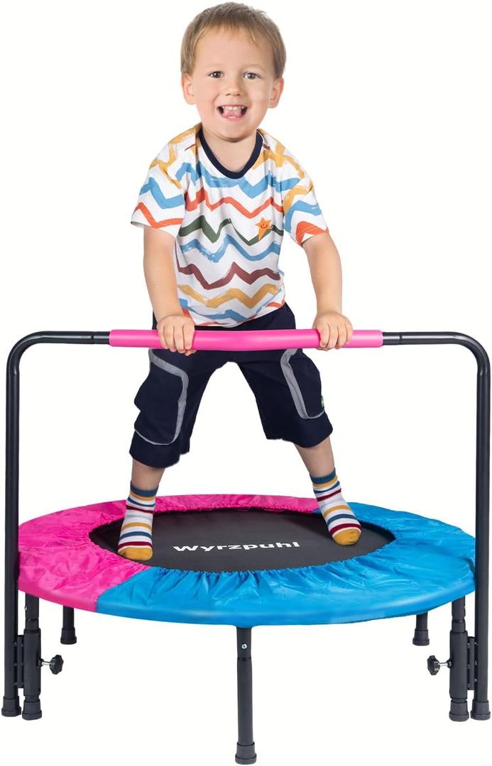 36 Inch Kids Trampoline - Mini Toddler Trampoline with Foam Handle, Small Rebounder Trampoline for Adult Fitness with Safety Padded Cover Indoor and Outdoor Use for Fun