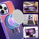 MOWIME Magnetic for iPhone 13 Pro Max Case with Stand [Compatible with Magsafe] [Fashion Fluorescent Design] [1 Screen Protector] Slim Translucent Matte Case for iPhone 13 Pro Max 6.7" 2021, Purple