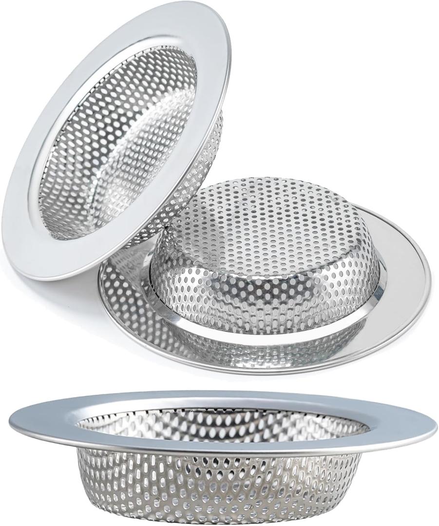 3 Pcs Sink Strainer for Most Kitchen Sink Drain Basket, Upgraded Double-Layer Safe Design Kitchen Sink Strainer (Outer Diameter 4.5 Inch)