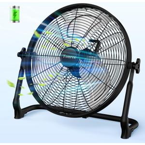 18" Portable Battery Operated Floor Fan, Hi-Velocity Rechargeable Cordless Fan, USB Phone Charge, 12-60H Runtime, Quiet, Wireless, Hi-Airflow, For Camping Home Gym Patio Outdoor Summer Gazebo