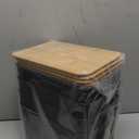 4 Packs Storage Bins with Bamboo Lids - Plastic Storage Containers with Lids Stackable Storage Box: Storages Baskets for Organizing Desktop Closet Playroom Classroom Office, Black