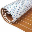 OCEANBROAD EVA Foam Boat Flooring with 3M Adhesive Backing Marine Self-Adhesive Decking 96''x45.6''/36''/28.8''/16.8'', 48''x16.8'' Faux Teak Sheet for Jon Boats Swim Platform Helm Pad RV Floor (Brown with White Seam Lines)