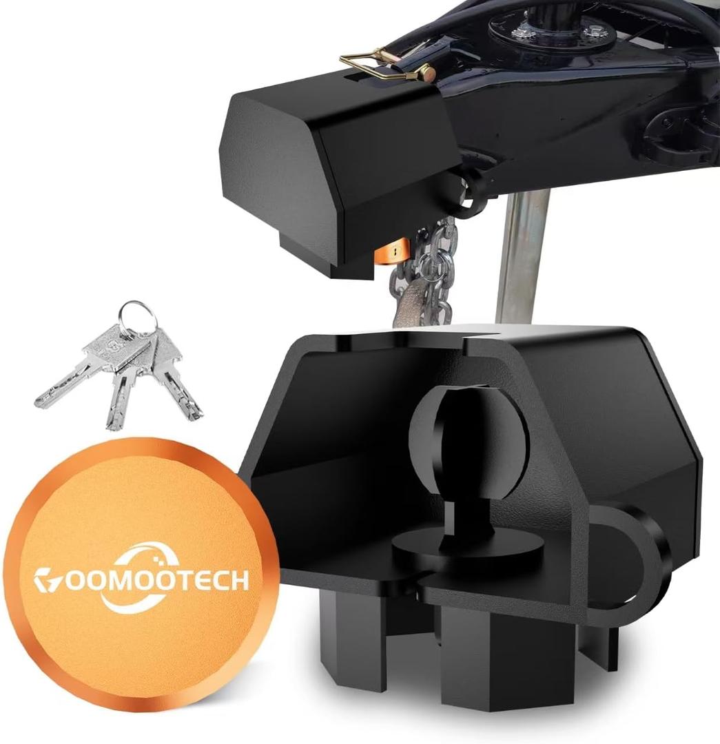 Heavy Duty Trailer Hitch Locks, 2" & 2-5/16" Couplers, Anti-Theft Trailer Tongue Lock, 3 Keys, Alloy Steel, Weather Resistant