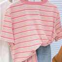 SOLY HUX Girl's Striped T Shirt Crew Neck Short Sleeve Tee Casual Summer Tops (Pink) 11Y