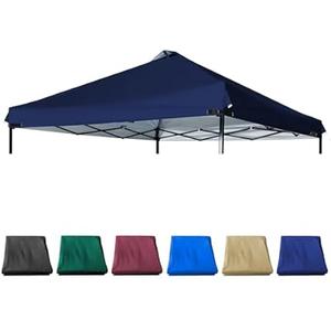 JANCANOPY Canopy Replacement Top Silver Coated with Air Vent Upgraded Adjustable Straps for Most 12x12 Straight Leg Frame, (Navy Blue)