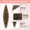Flufymooz Ponytail Extension, Flexible Wrap Around Ponytail Extension Long Wavy Curly Ponytail Hair Extensions Natural pony tail Synthetic Hairpiece for Women 32 Inch (Light Brown)