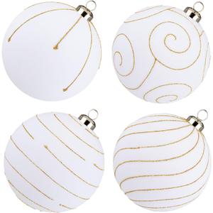 Velvet Christmas Ornaments Large Christmas Balls Ornament 4.7" White Velvet Ornaments for Christmas Tree Balls Xmas Wedding Holiday Halloween Party Big Flocked Decorative Hanging Ornament 4 Pcs