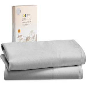 California Design Den 100% Cotton Pillowcases, Soft and Cooling in Sateen Weave, Queen Size (Light Grey)