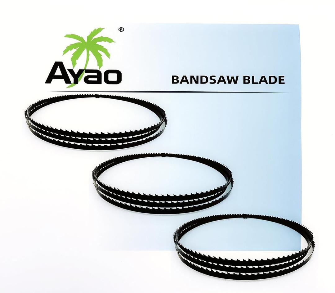 AYAO 70 1/2 inch Bandsaw Blades Assortment (1/8" 1/4" 3/8" Wide) for Craftsman 921400, Rikon 10-305 and 10-3061 10" Band Saws, 3PK