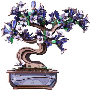 3D Puzzles for Adults Wooden FlowerDIY Crafts for Adults Bonsai Tree Building Set, Artificial Flower Decor, Artificial Plant Model Toy for Desk or Home DecorBirthday Valentine's Day