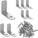 8PCS L Corner Bracket 40MM x 40MM Angle Bracket Double Holes Brackets for Wood with 32 Screws Metal Corner Brace