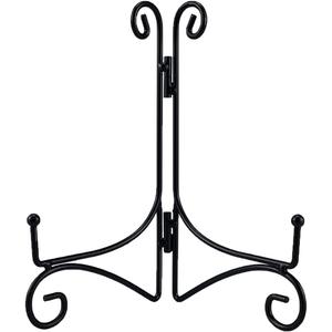 SVENJBB Black Iron Plate Stand, 10 Inch Plate Holder for Display, Small Metal Plate Display Stands for Cookbook, Picture Frame, Photo, Decorative Plates (10 Inch, 1 Pack)