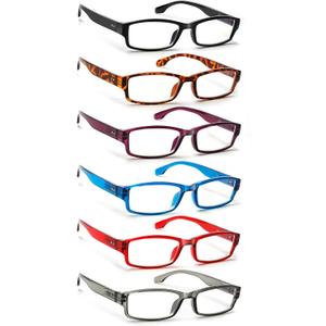 NORPERWIS 6 Pack Reading Glasses for Women Men, Blue Light Readers, Anti Glare Computer Eyeglasses with Spring Hinge (Mix Color, 4.00, multiplier_x)