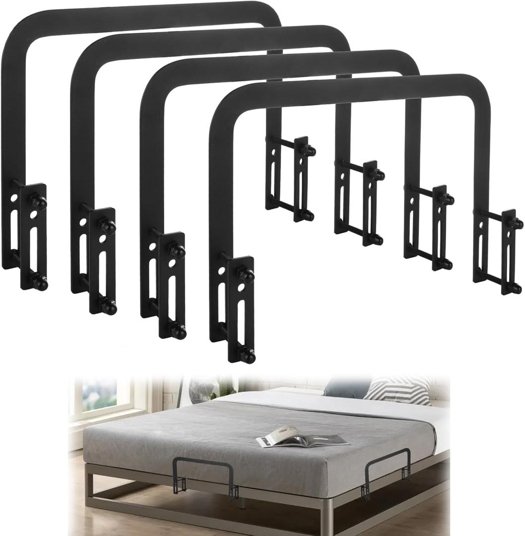 4PCS Metal Mattress Slide Stopper, Mattress Retainer Bar for Adjustable Beds, Non Slip Mattresses Gripper for Bedroom Bed Frame (11.1x2x7.9 Inch)